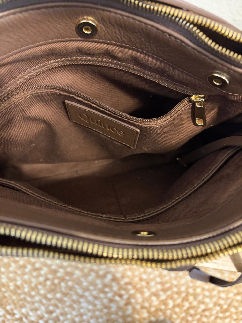 Quince Brown Leather Crossbody with Gold Hardware - Picture 3 of 9